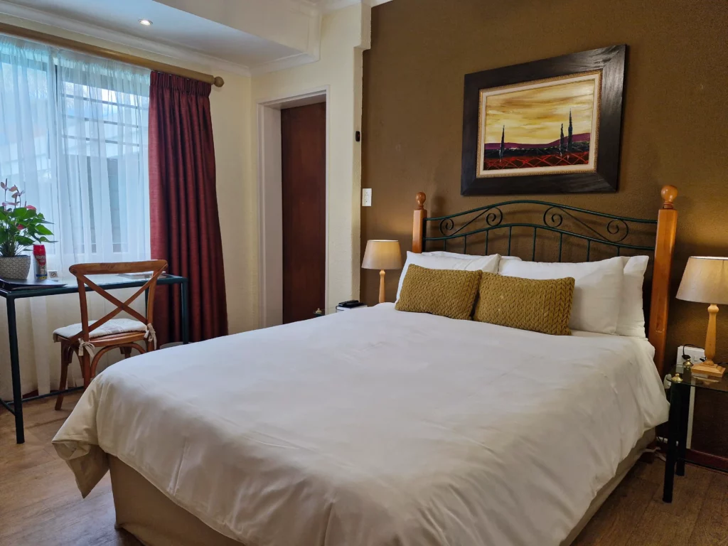 Luxury bedroom with king bed.