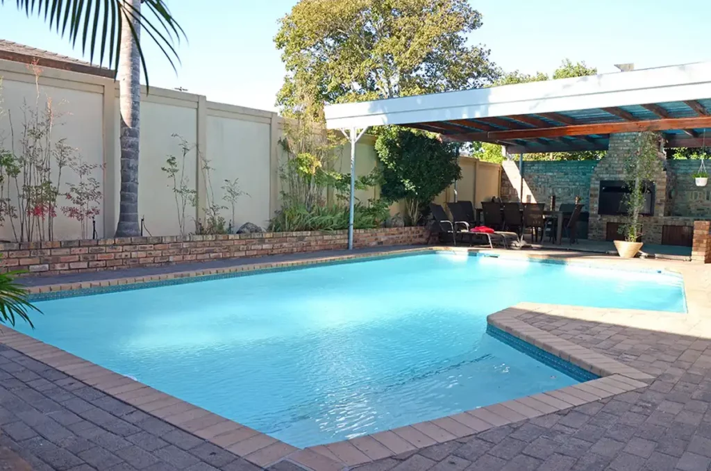 Outdoor swimming pool and patio